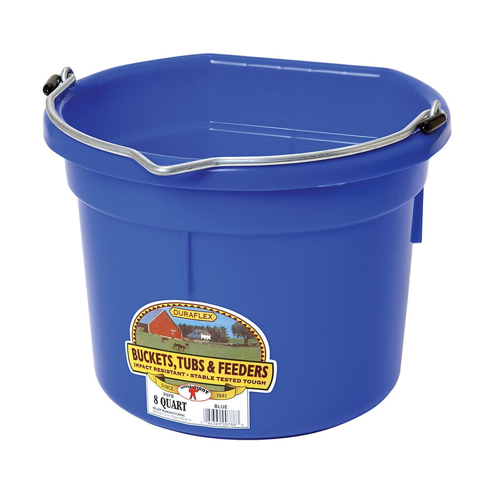 image of Poly Flat Back Bucket, Blue, 8 qt