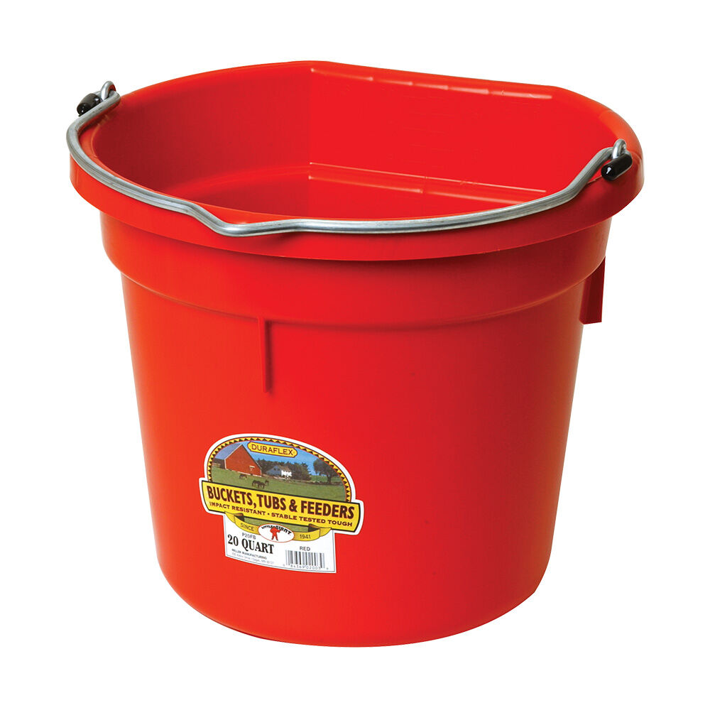 image of Little Giant Bucket, Flat Back, Poly, Red, 20 qt