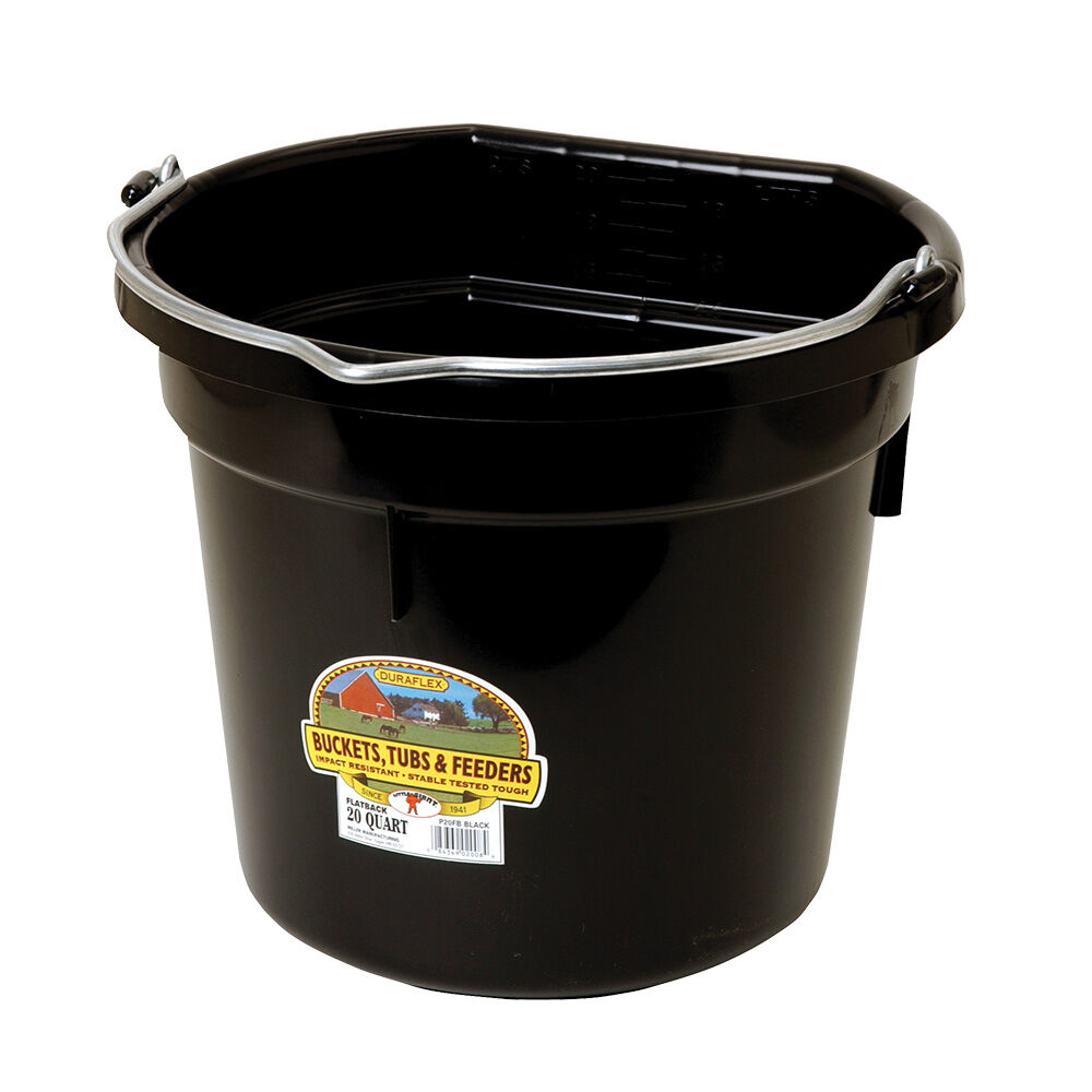 image of Little Giant Bucket, Flat Back, Poly, Black, 20 qt