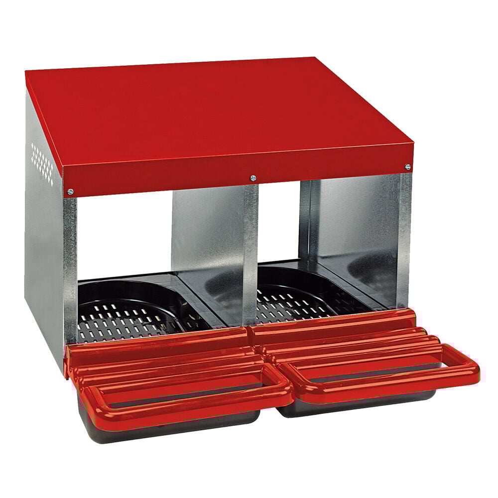 image of Double Galvanized Nesting Box With Plastic Basket