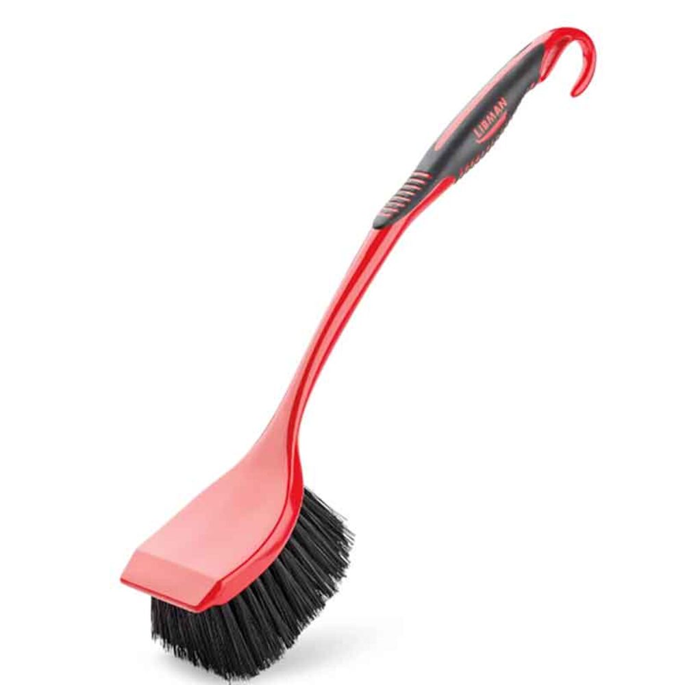 image of Red & Black Long Handle Utility Scrub Brush
