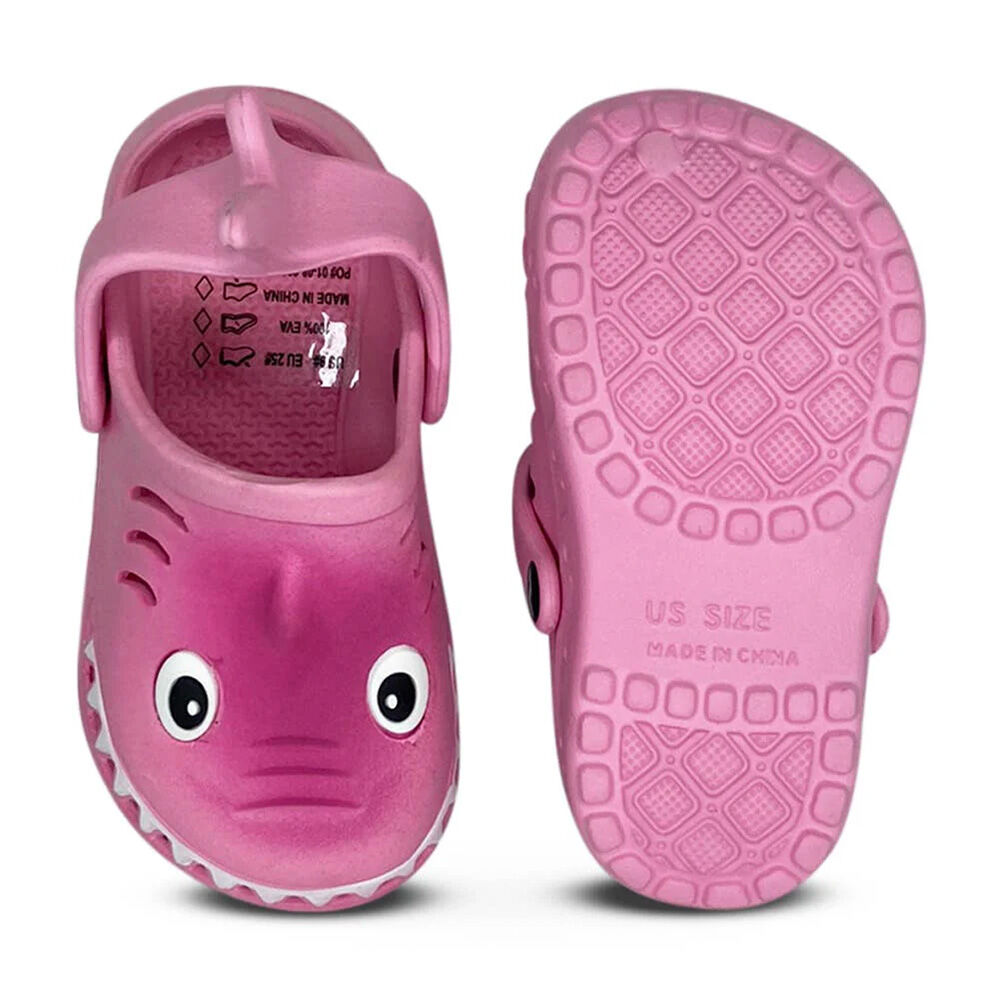 image of Girls' 6-11 Pink Shark Clogs