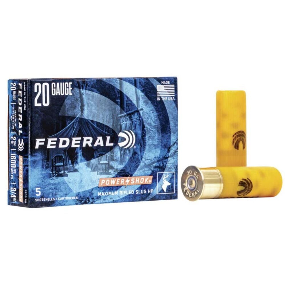 image of Power-Shok 20 Gauge Slug Shotgun Ammunition, 5 rds