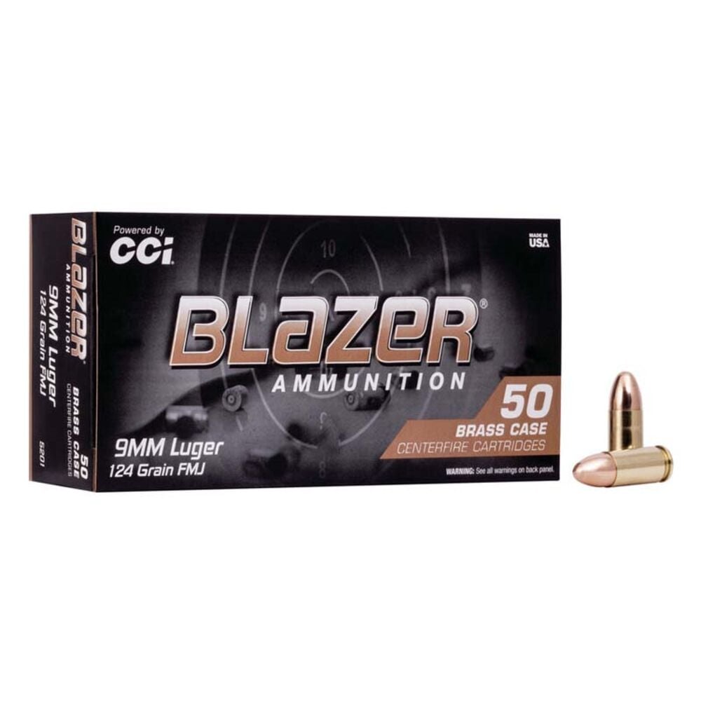 image of 9mm 124 Grain FMJ Handgun Ammunition, 50 rounds