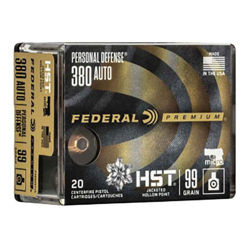 image of Personal Defense HST Micro 380 Auto 99 Grain JHP Handgun Ammunition, 20 rounds