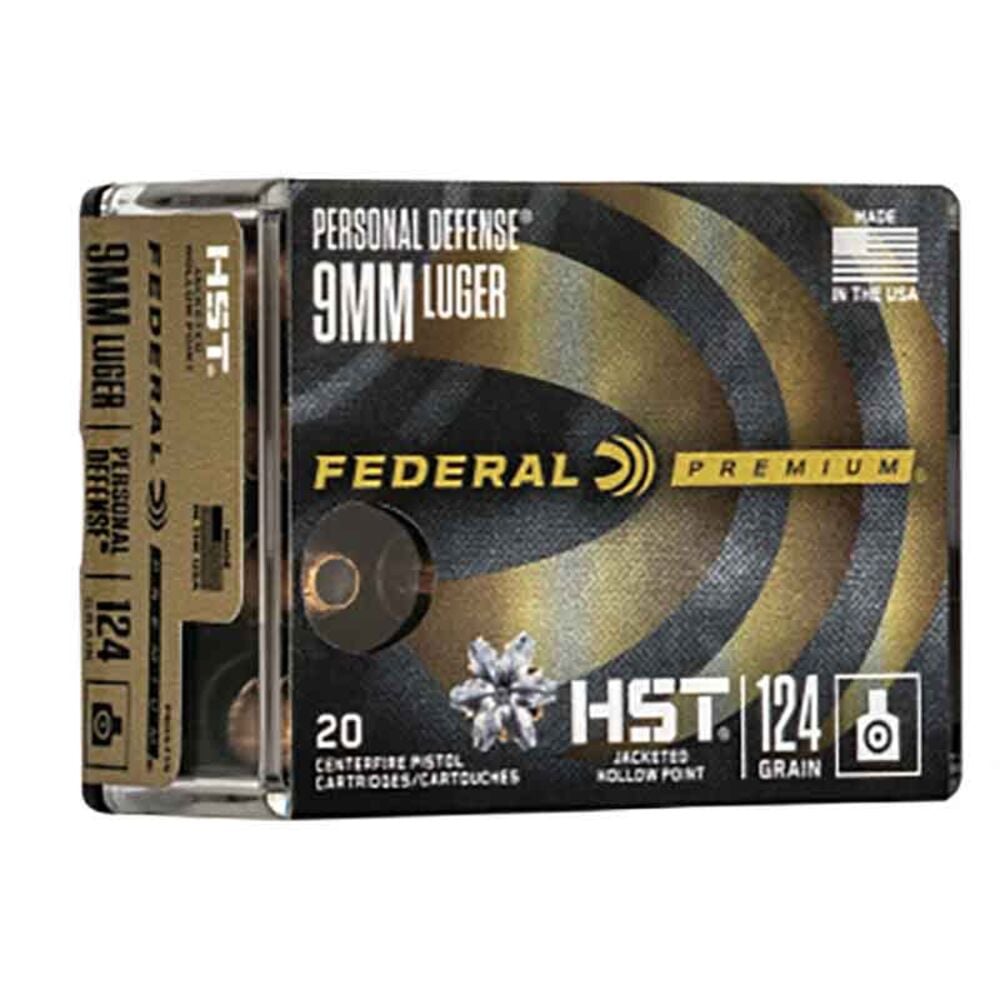 image of Personal Defense HST 9mm Luger 124 Grain JHP Ammunition, 20 rounds