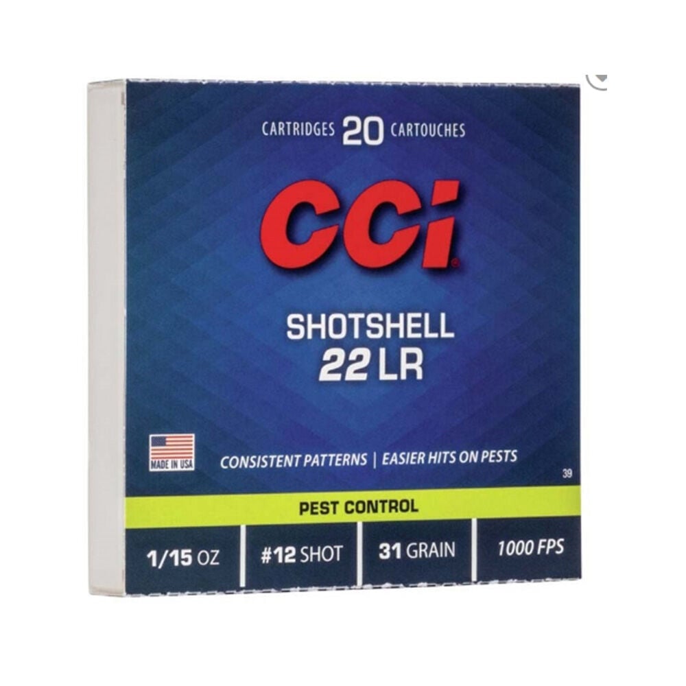 image of .22 LR 31 Grain 12 Shot ShotShell Rimfire Ammunition, 20 rounds