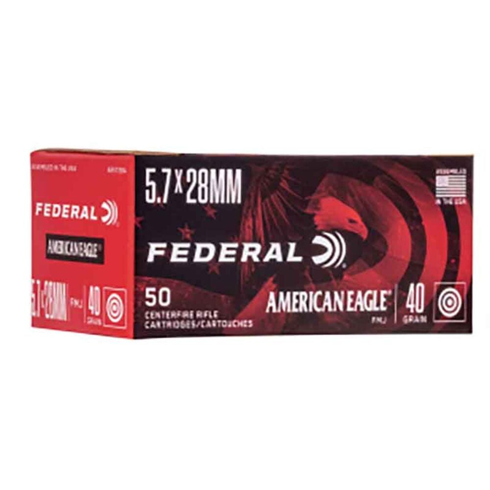 image of American Eagle 5.7x28mm 40 Grain FMJ Handgun Ammunition, 50 rounds