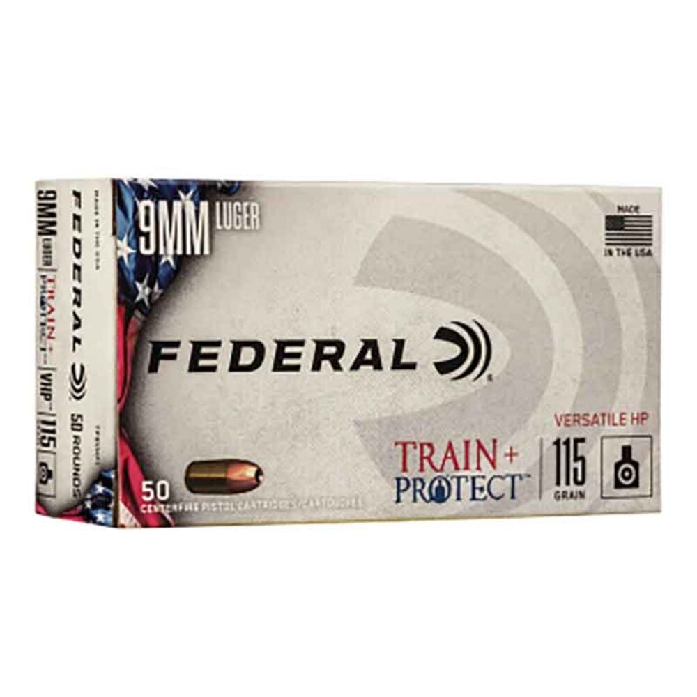 image of Train + Protect 9mm Luger 115 Grain JHP Handgun Ammunition, 50 rounds