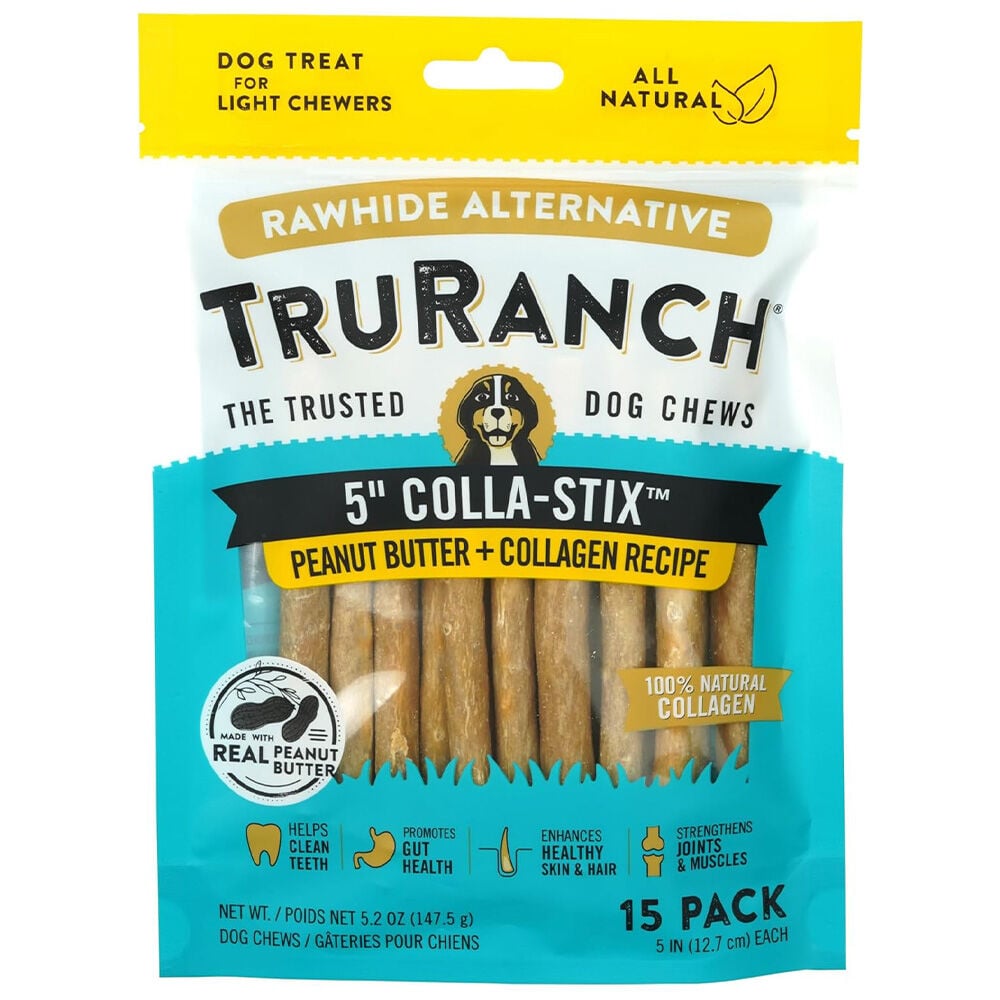 image of 5 in Colla-Stix Dog Chew Treats, Peanut Butter, 15 pk