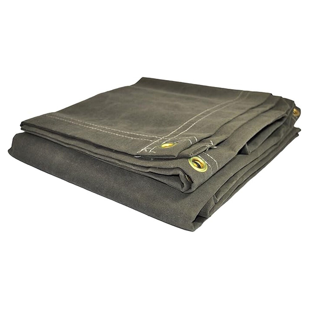 image of 6 ft x 8 ft Heavy Duty Canvas Tarp, Olive (Brand May Vary)