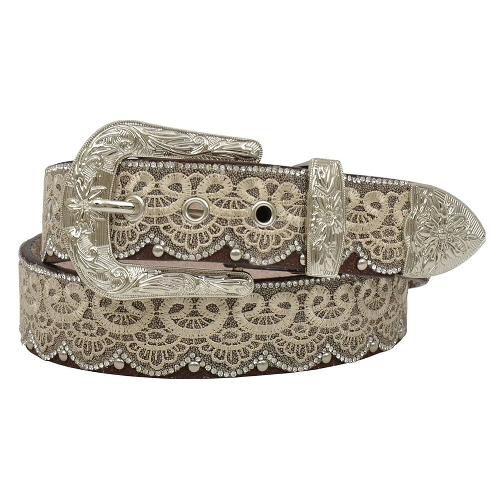 image of Women's Belt- Angel Ranch Tan Lace Overlaid