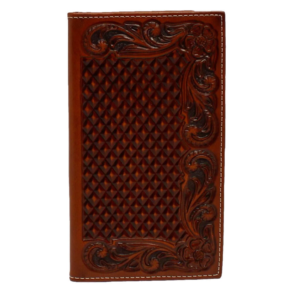 image of Men's Leather Basket Weave Bi-Fold Wallet