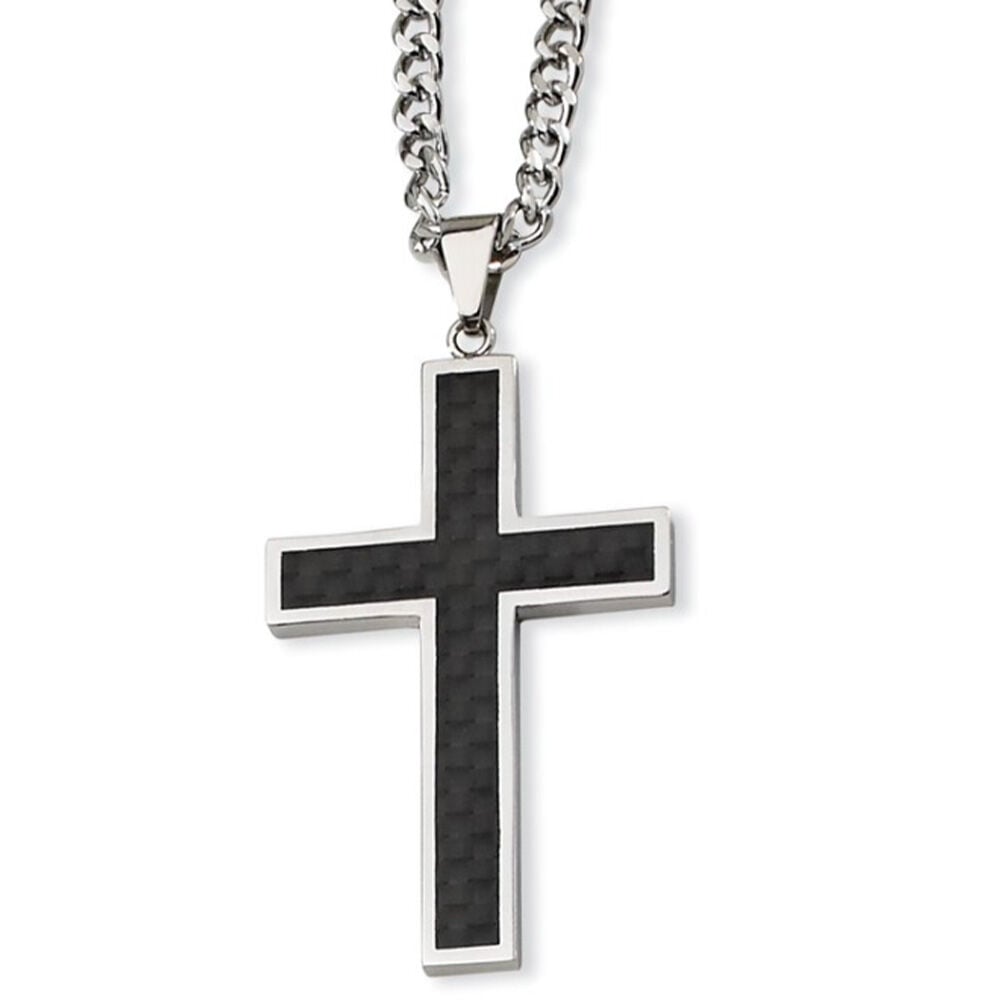 image of Men's Gunmetal Cross Necklace