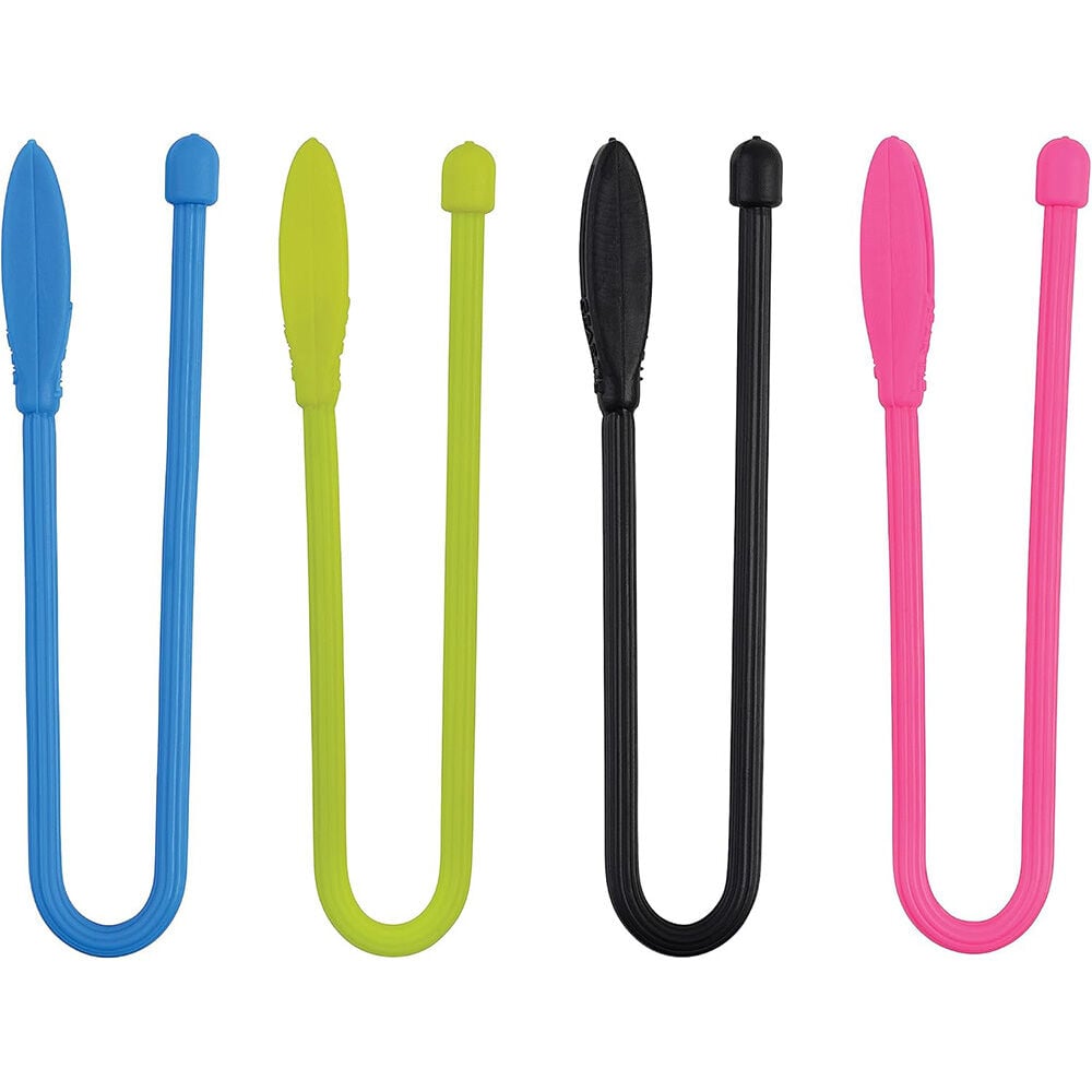 image of 6 in Reusable Rubber Twist Tie with Stretch Loop, Assorted Colors, 4 pk