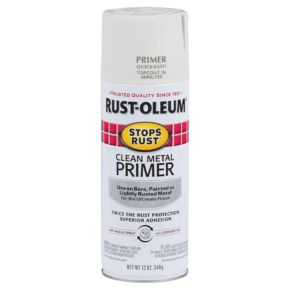 image of Stops Rust Clean Metal Primer Spray Paint, 12 oz, Flat White