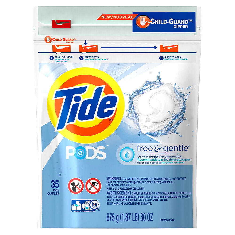 image of Laundry Detergent Pods, Free and Gentle, 35 ct