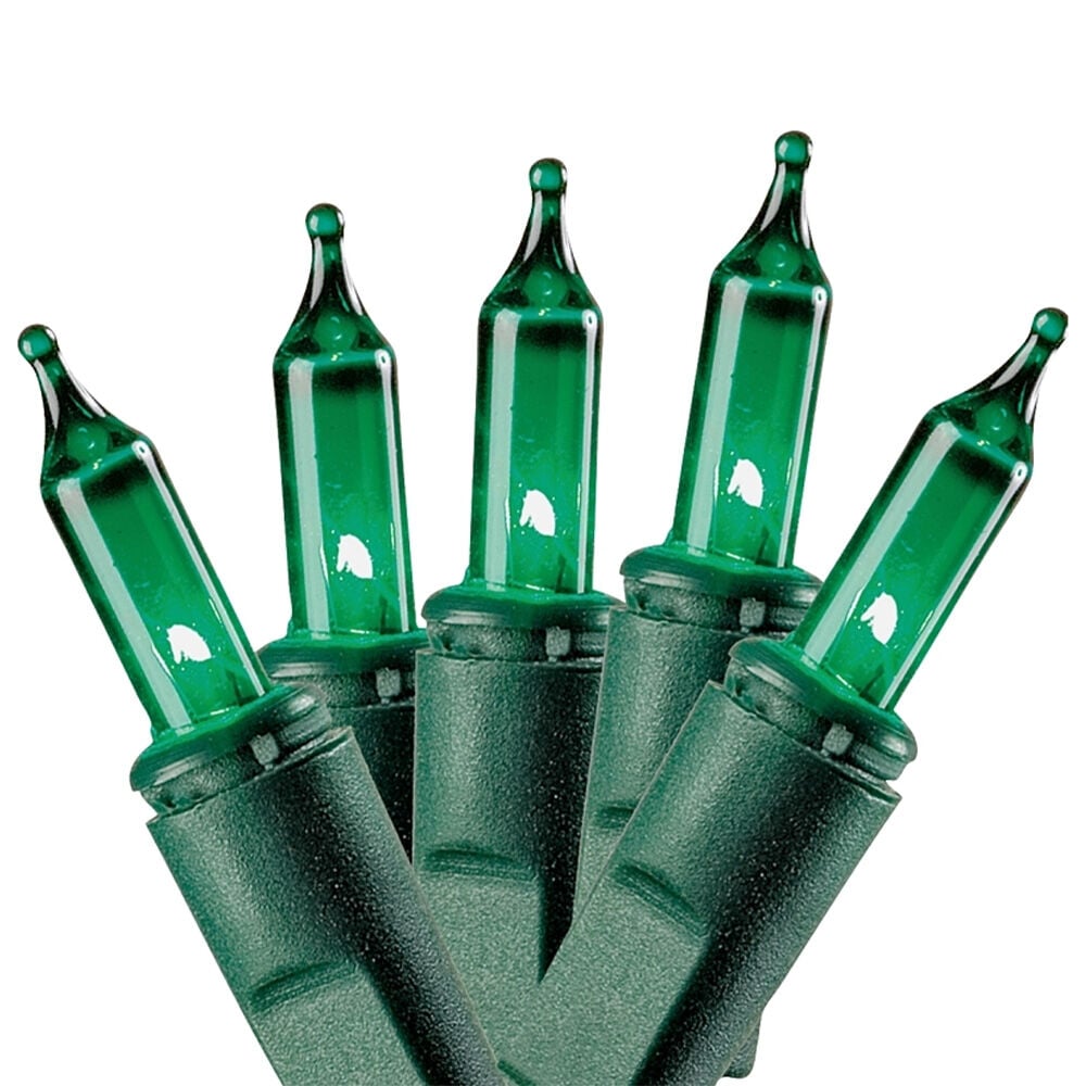 image of Christmas Light Set, Green, 22 ft, 100 Lamp