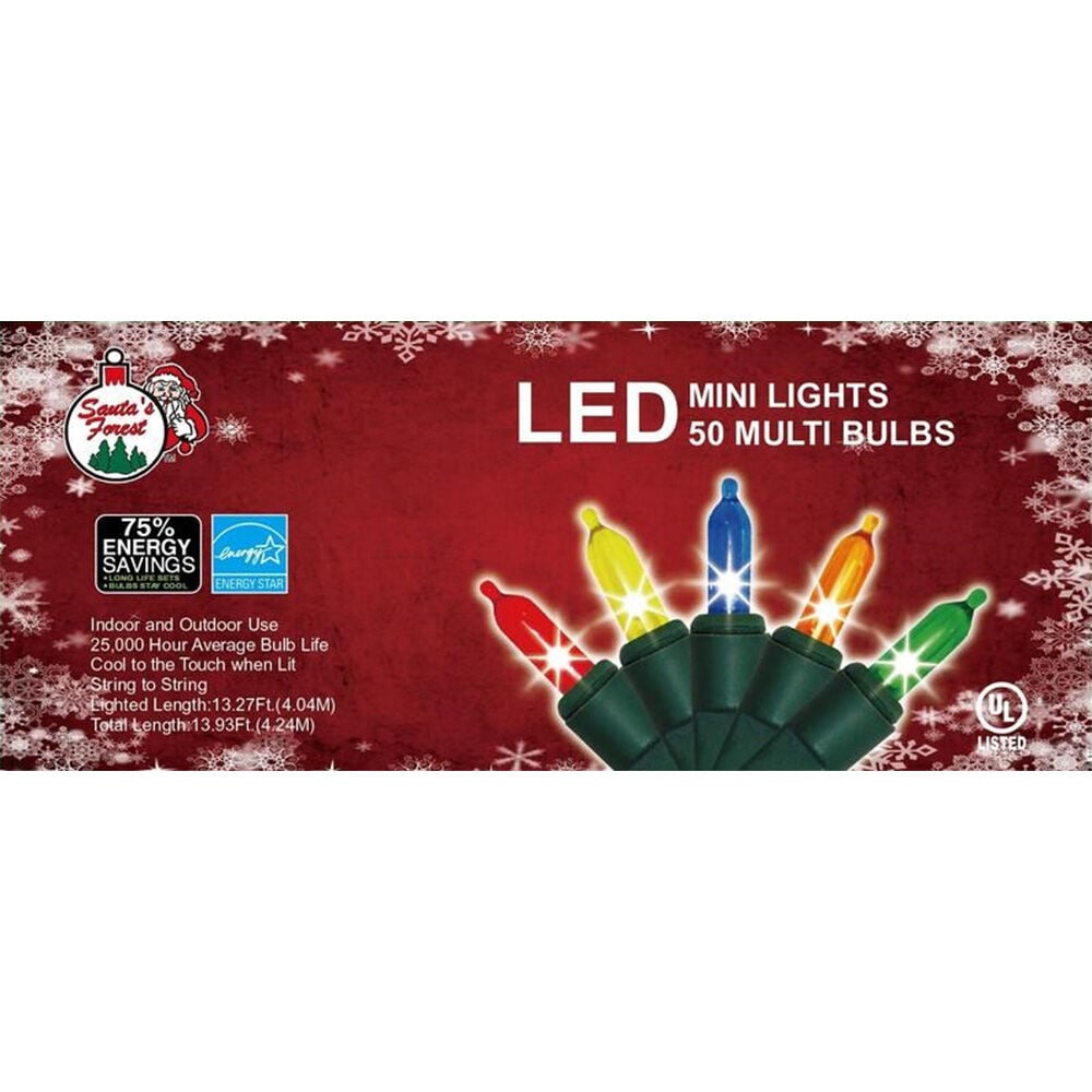 image of Christmas Mini Light Set, Multi, 14 ft, 50 Lamp