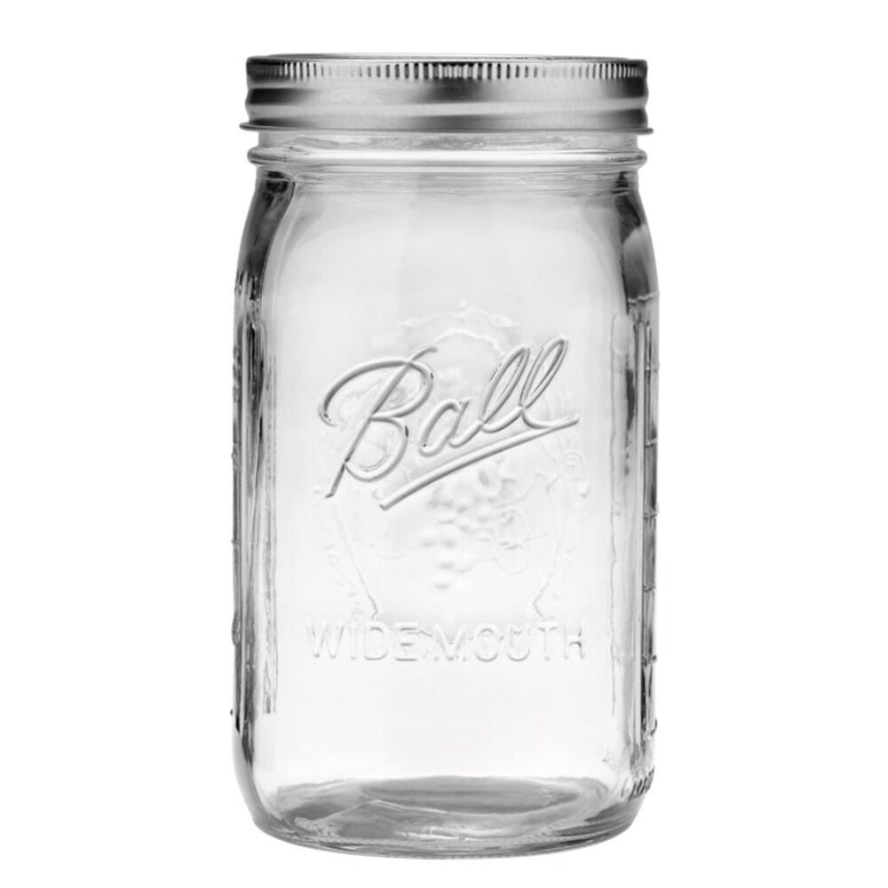 image of Wide Mouth Glass Mason Jar, 32oz, 12 pk