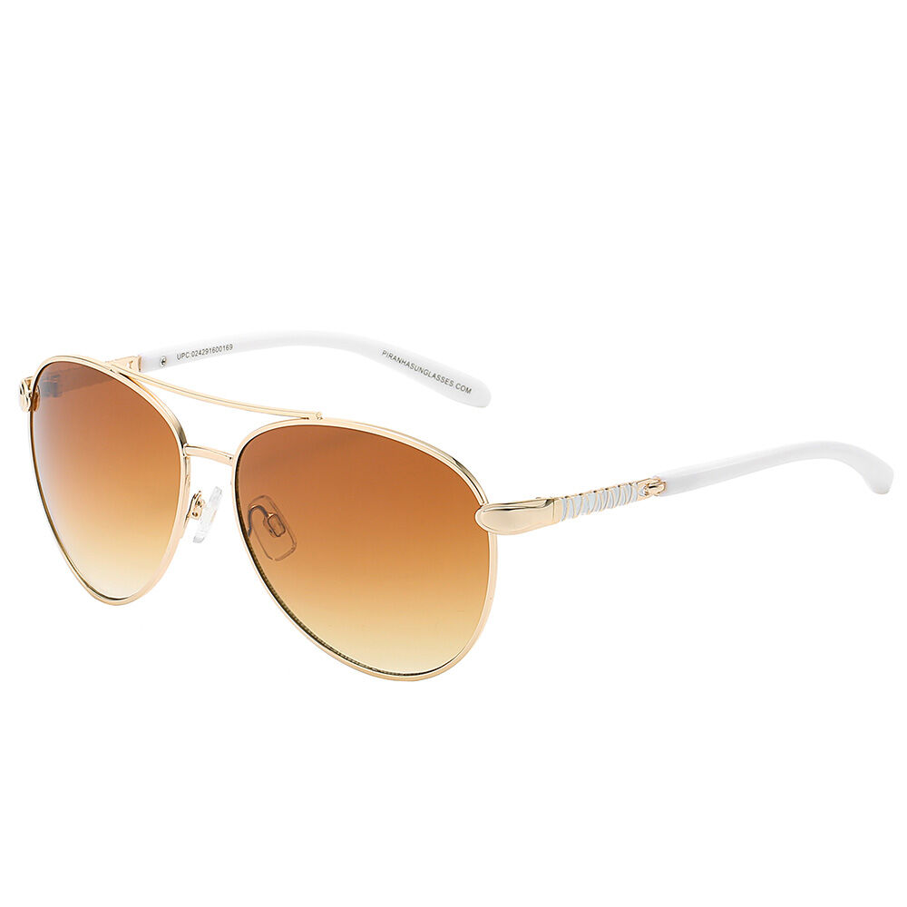 image of Women's Zoe Gold and White Aviator Sunglasses