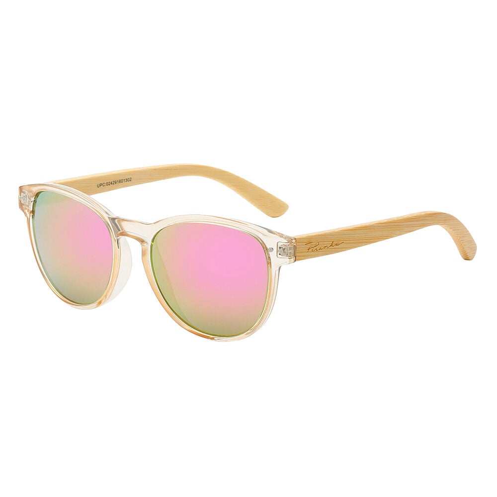 image of Men's Drift Clear Pink Round Bamboo Sunglasses