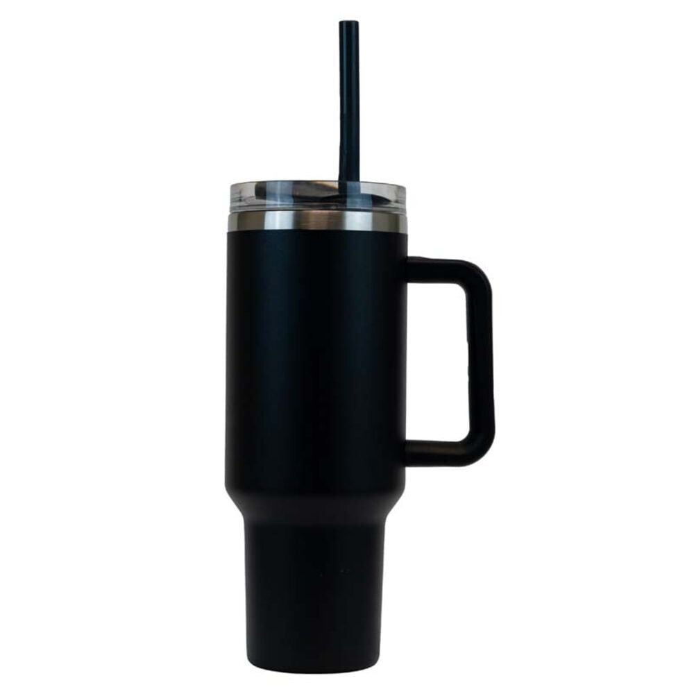image of Insulated Travel Mug with Handle- Black, 40 oz