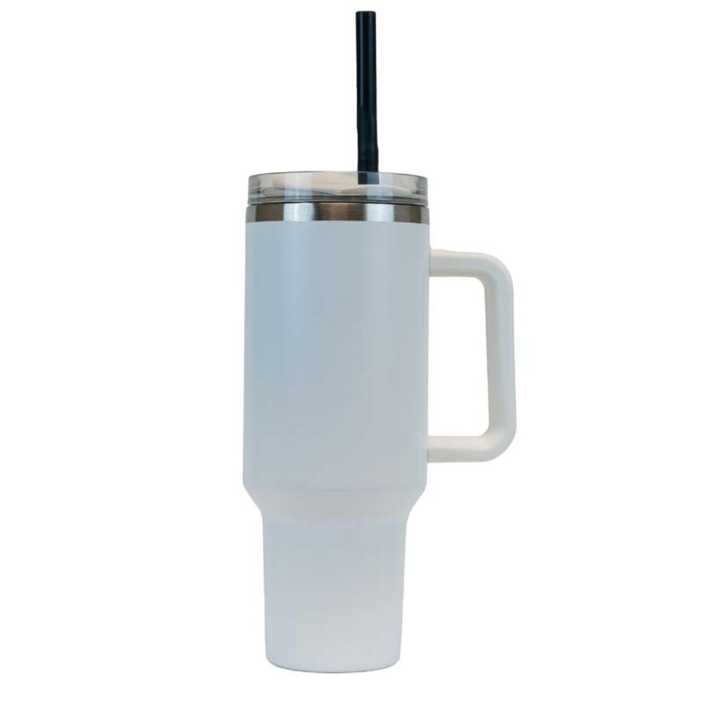 image of Insulated Travel Mug with Handle- White, 40 oz
