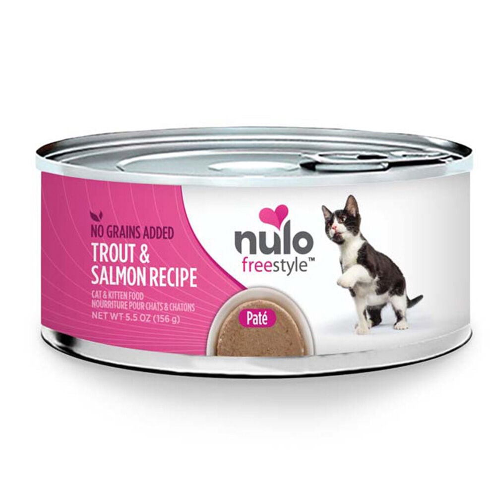image of Wet Cat Food- Grain-Free, Pate, Trout and Salmon, 5.5 oz