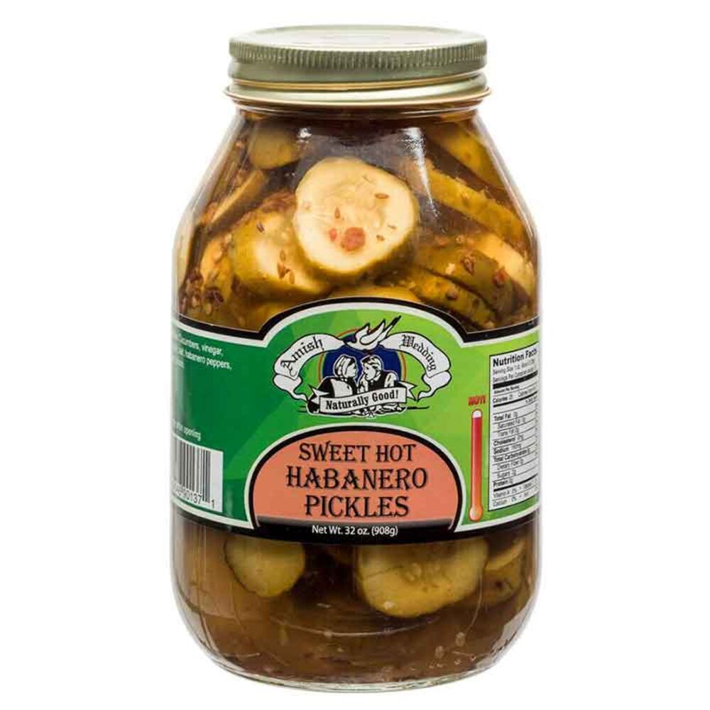 image of Sweet Hot Habanero Pickles, 32 oz