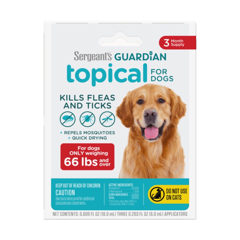 image of Flea & Tick Topical for Dogs, 66 lbs and Over, 3 Count