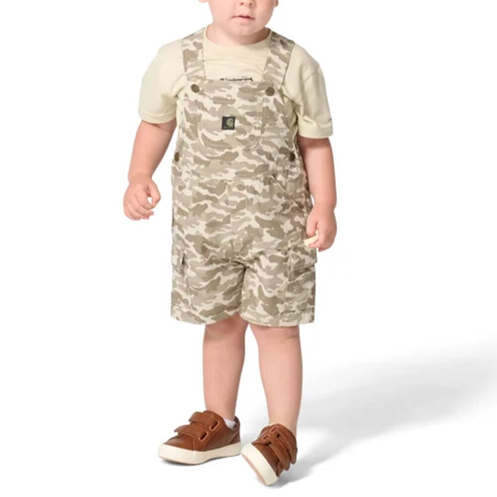 image of Toddler's Short Sleeve T-Shirt and Camo Shortall Set