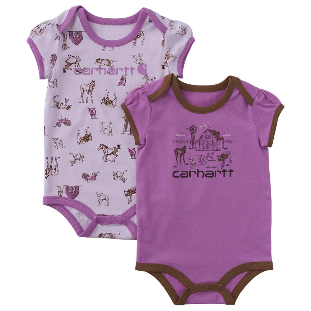 image of Infant's Farm Print Short Sleeve Bodysuit, 2 pc