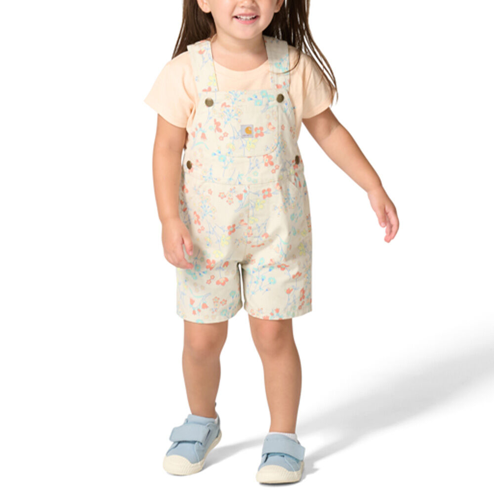 image of Toddler's Short Sleeve T-Shirt and Floral Shortall Set