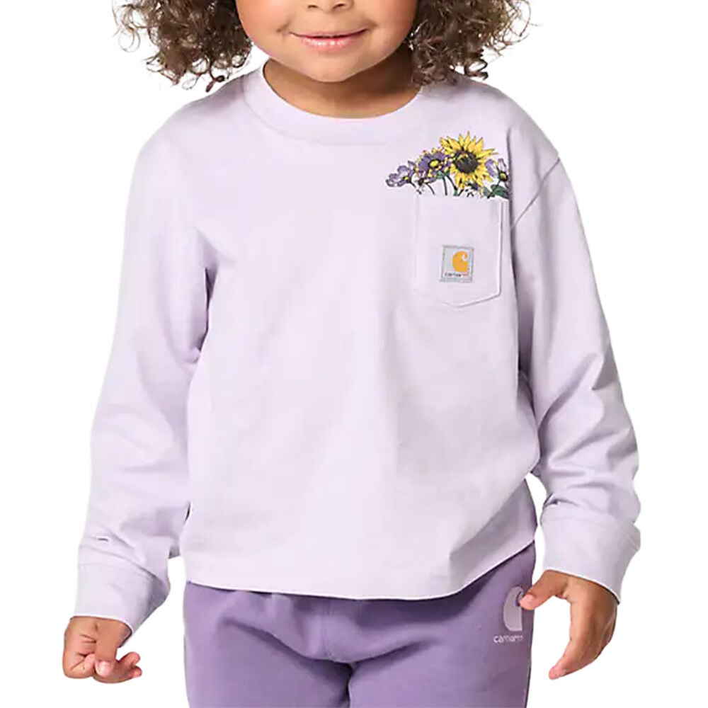 image of Toddler's Long Sleeve Floral Pocket T-Shirt