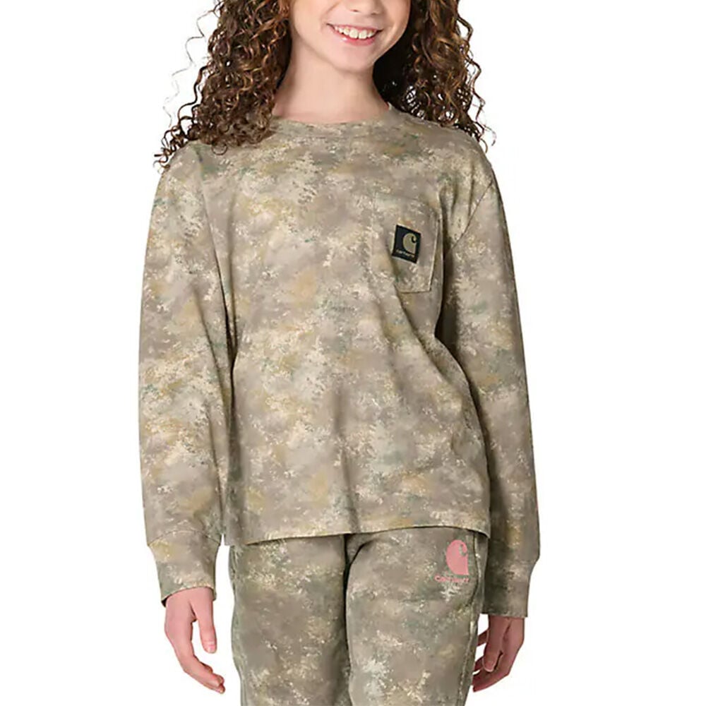 image of Girls' Long Sleeve Camo Logo T-Shirt