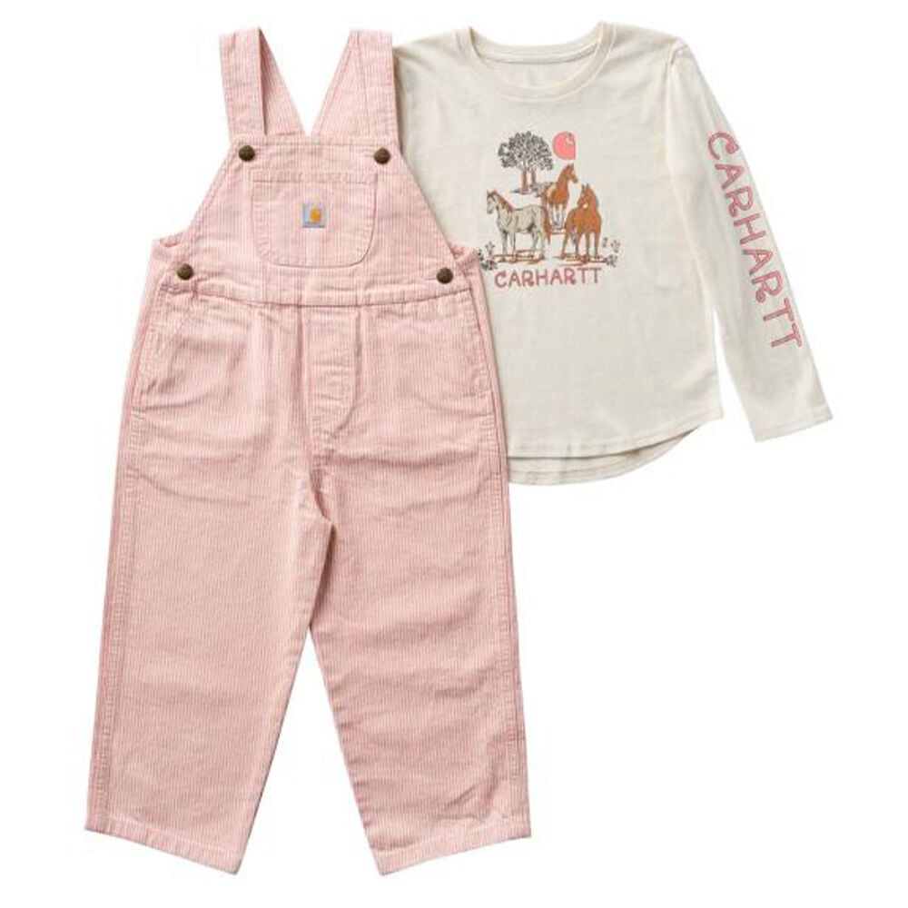 image of Toddler's Long Sleeve Stripe Overall and T-Shirt Set