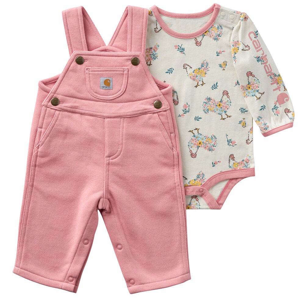 image of Infant Girls' Long Sleeve Bodysuit and Fleece Overall Set