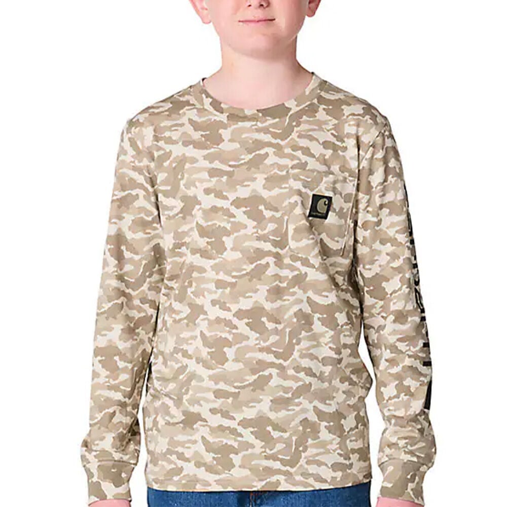 image of Boys' Long Sleeve Camo Pocket T-Shirt