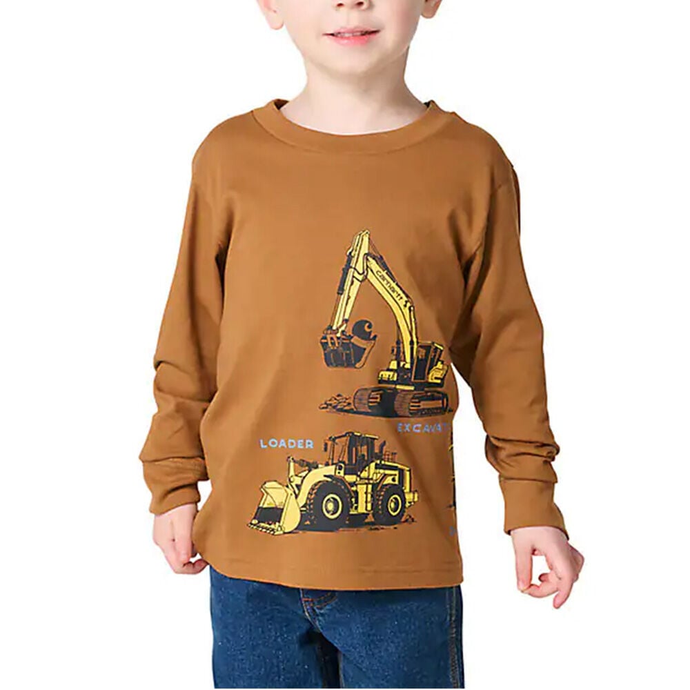image of Toddler's Long Sleeve Construction Vehicle T-Shirt