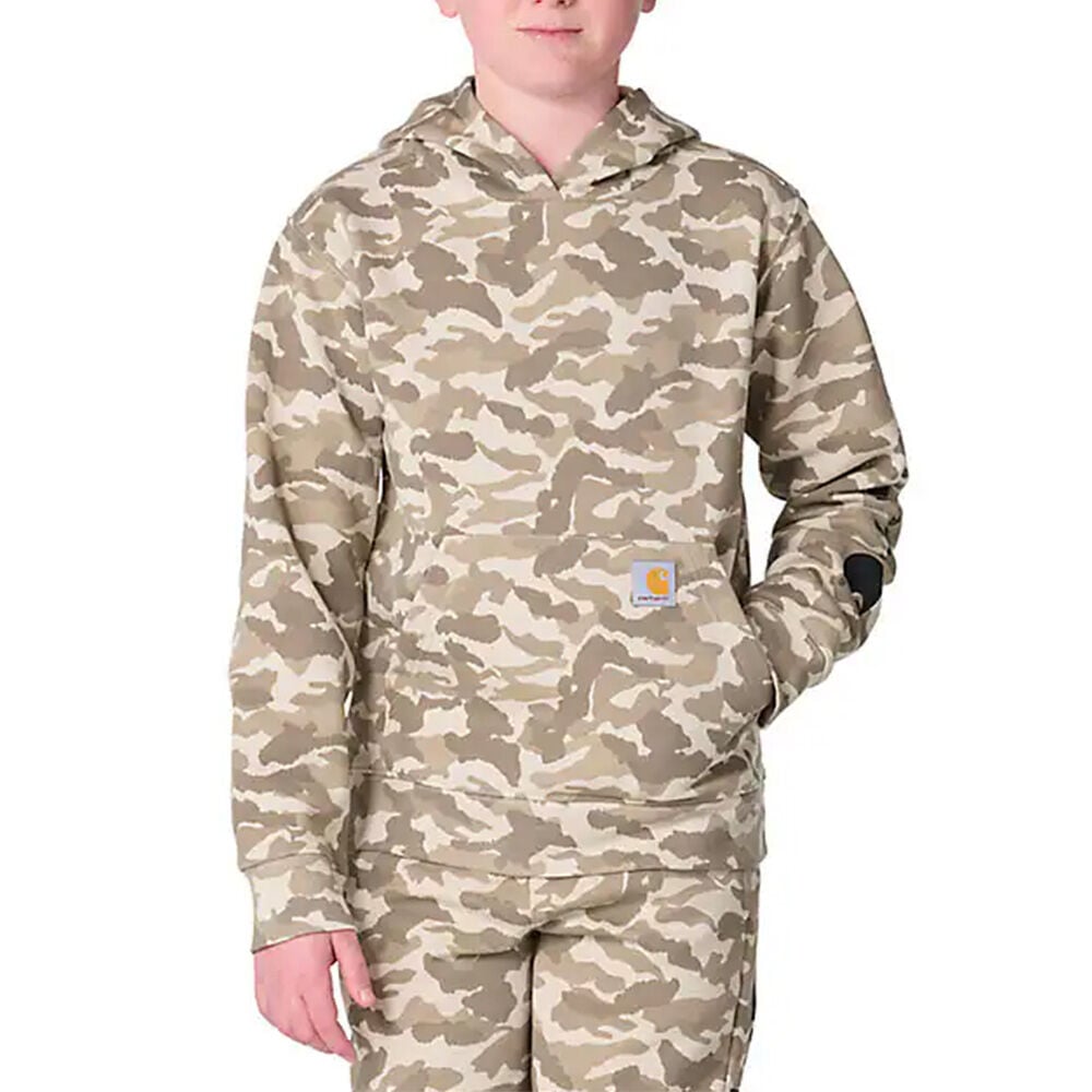 image of Boys' Long Sleeve Hooded Camo Print Sweatshirt