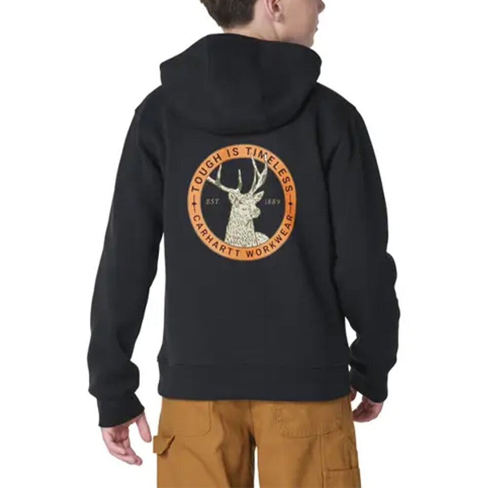 image of Boys' Long Sleeve Deer Graphic Hooded Sweatshirt