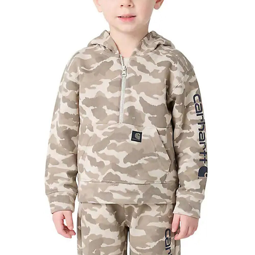 image of Toddler's Long Sleeve Half-Zip Camo Logo Hooded Sweatshirt
