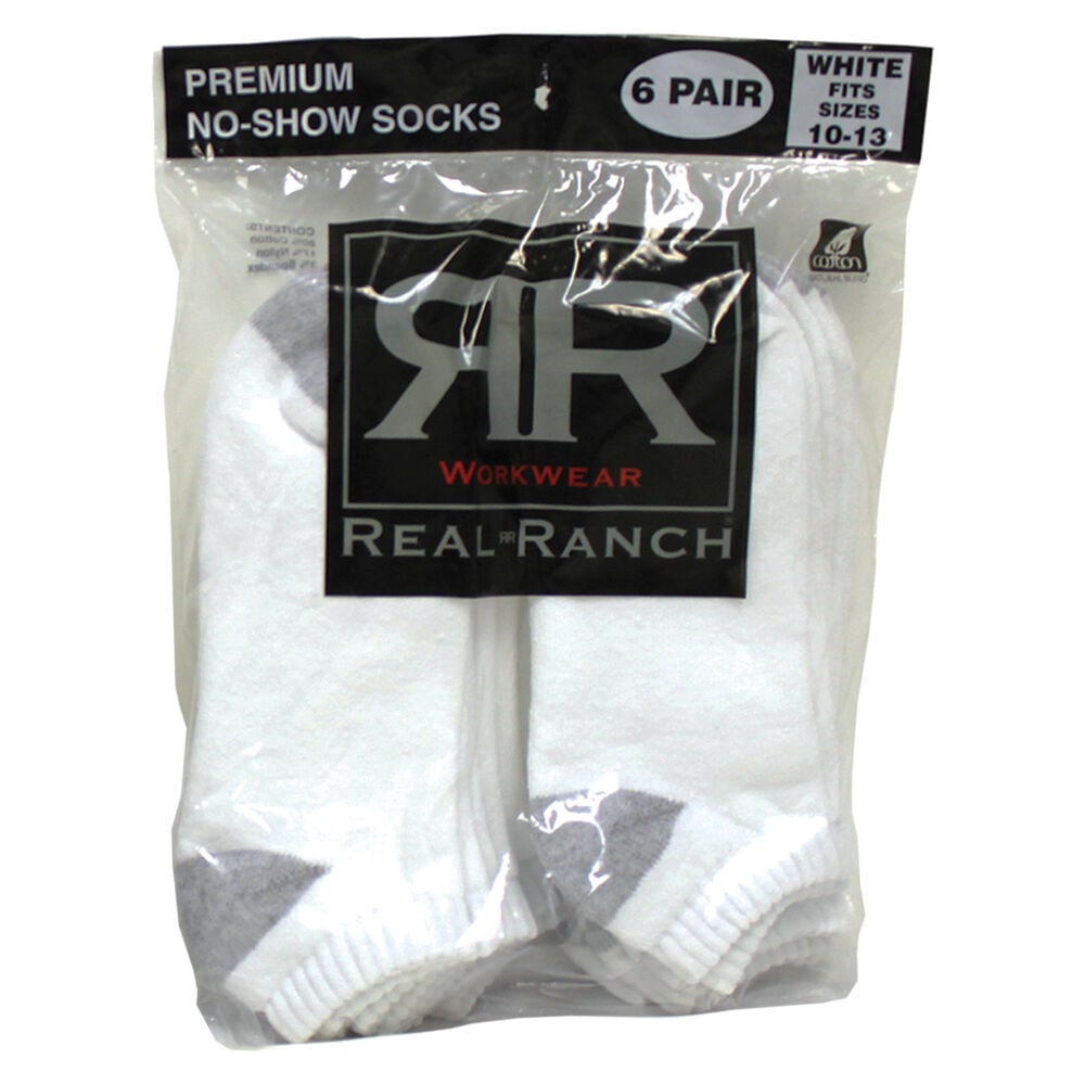 image of Men's No-Show Socks 6 pack, White or Black