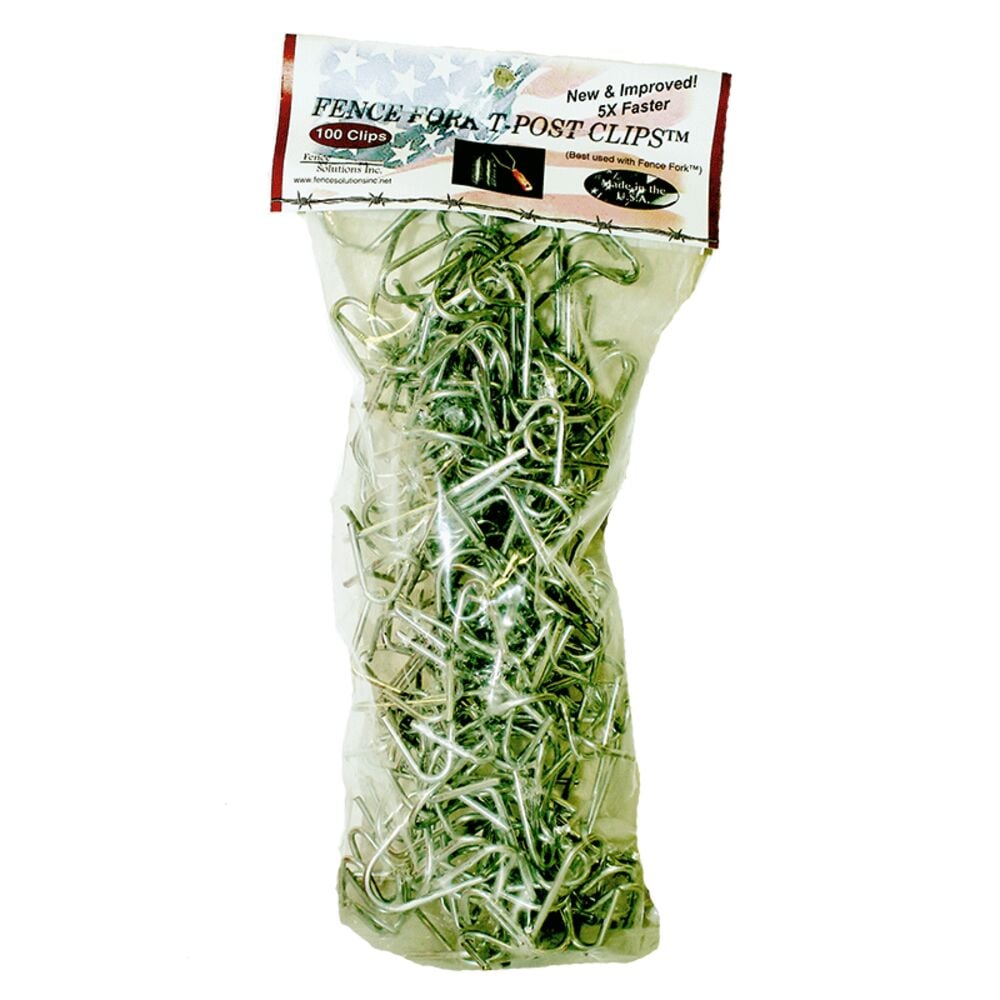 image of Fence Fork T-Post Clip, White, 100 count