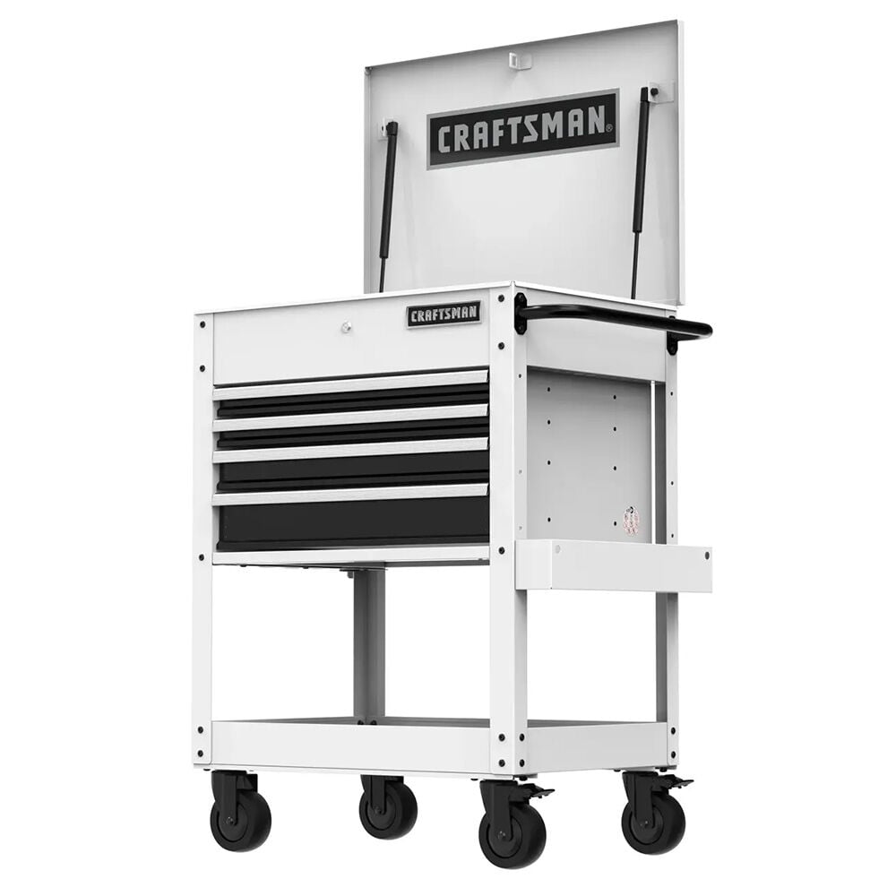 image of Rolling Utility Cart Storage Cabinet, White
