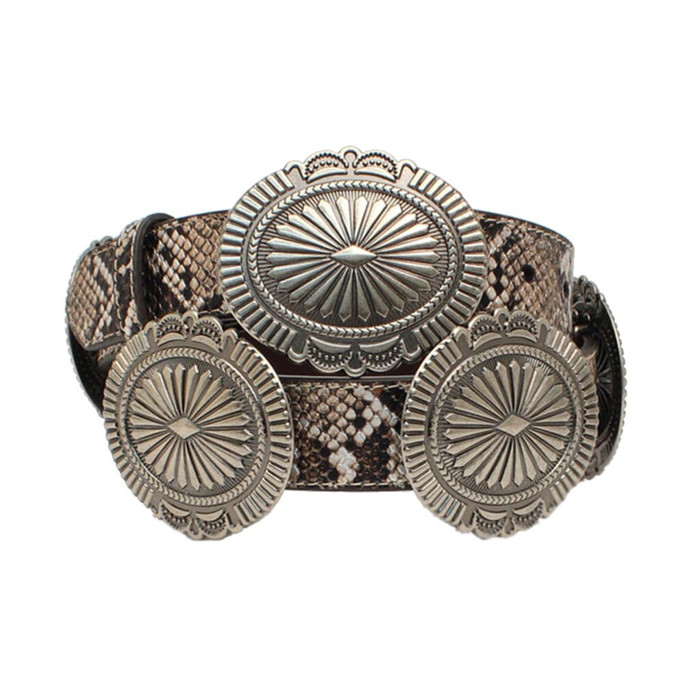 image of Women's Belt- Snake Skin with Oval Concho