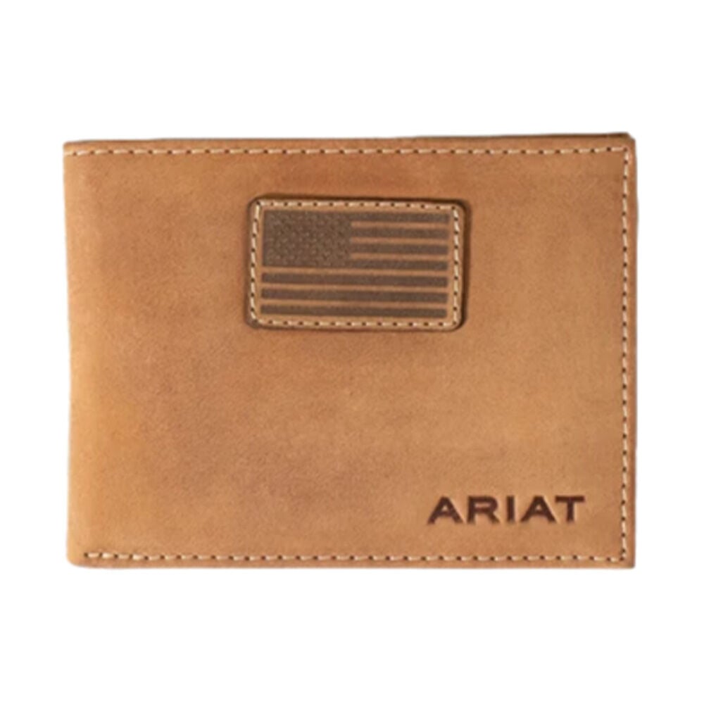 image of Mens Leather Flag Patch Bi-Fold Wallet