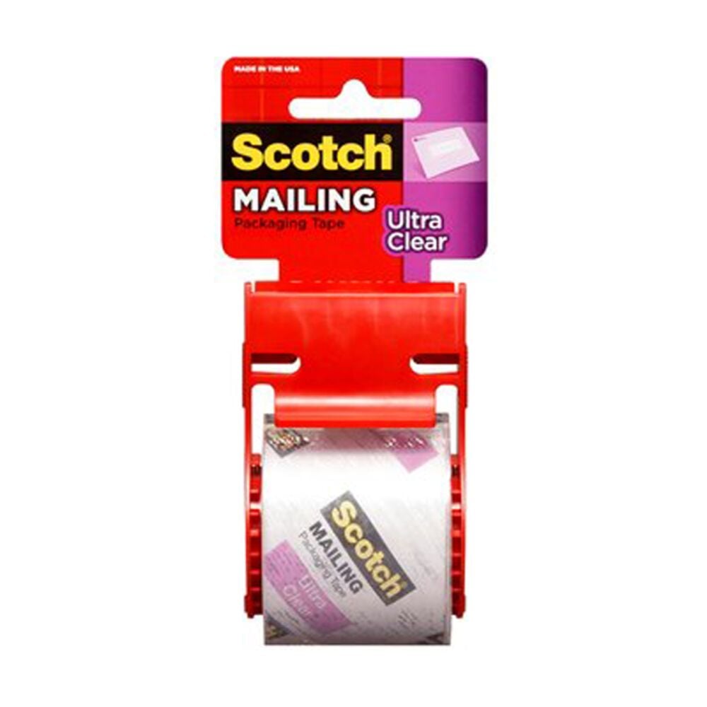 image of 3M Scotch Ultra Clear Mailing Packaging Tape, 2 in x 800 in