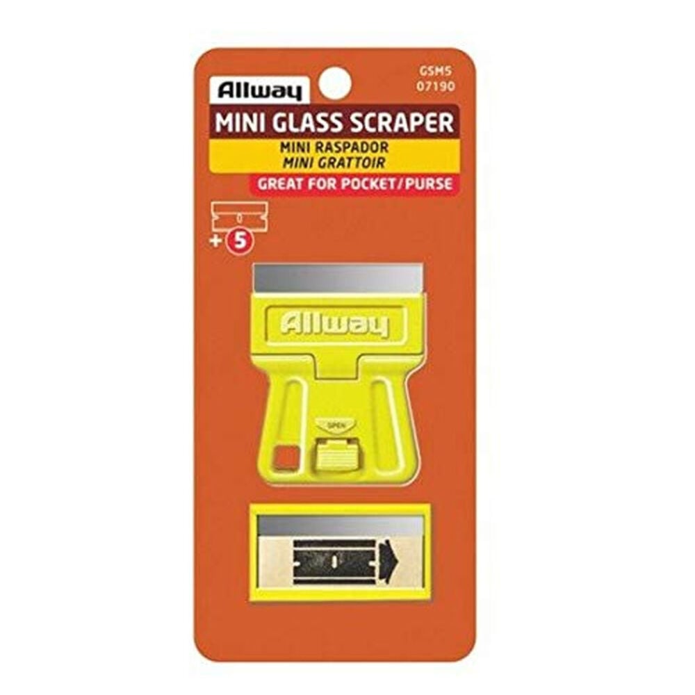 image of Mini Glass Scraper with 5 Extra Steel Razor Blades